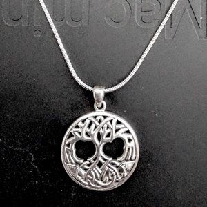 TREE of LIFE Peter Stone Design 925 Sterling Silver Art Deco 18" Snake Necklace
